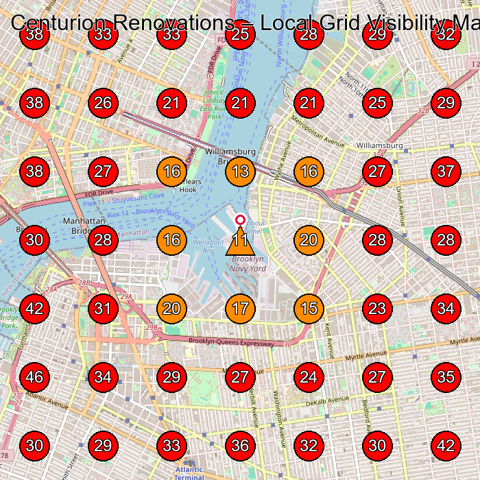 Centurion Renovations GeoGrid visibility map for Contractor in None